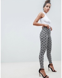 ASOS DESIGN Leggings In Houndstooth Check With Spot Print