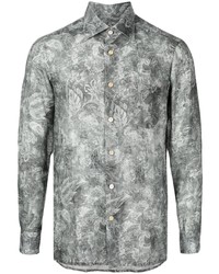 Kiton Foliage Print Linen Shirt