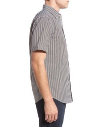 Bugatchi Classic Fit Short Sleeve Optic Print Linen Sport Shirt