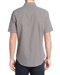 Bugatchi Classic Fit Short Sleeve Optic Print Linen Sport Shirt