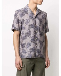 Eleventy Leaf Print Linen Shirt