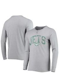 CONCEPTS SPORT Gray New York Jets Takeaway Henley Long Sleeve Sleep T Shirt At Nordstrom