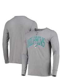 CONCEPTS SPORT Heather Gray Miami Dolphins Takeaway Henley Long Sleeve Sleep T Shirt At Nordstrom