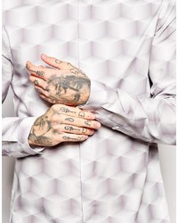 Asos Brand Smart Shirt In Long Sleeves With Cube Print