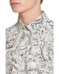 Versace Jeans Trim Fit Long Sleeve Baroque Print Sport Shirt