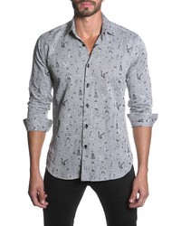 Jared Lang Long Sleeve Printed Semi Fitted Shirt