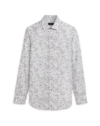 Bugatchi Shaped Fit Print Button Up Shirt In Platinum At Nordstrom