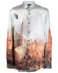 Just Cavalli Ship Print Long Sleeve Shirt