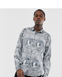 ASOS DESIGN Tall Regular Baroque Shirt In Grey