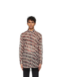 Dries Van Noten Taupe And Red Len Lye Edition Cotton Shirt