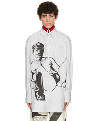 JW Anderson White Black Tom Of Finland Striped Oversized Shirt