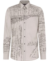Dolce & Gabbana Writing Print Buttoned Shirt
