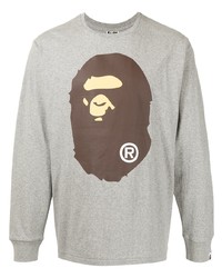 A Bathing Ape Ape Logo Cotton Long Sleeve Top