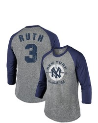 Majestic Threads Babe Ruth New York Yankees Cooperstown Collection Name Number Tri Blend 34 Sleeve T Shirt