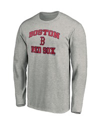 FANATICS Branded Gray Boston Red Sox Heart Soul Long Sleeve T Shirt