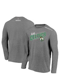 FANATICS Branded Heather Charcoal Boston Celtics 2021 Noches Ene Be A Authentic Shooting Long Sleeve T Shirt