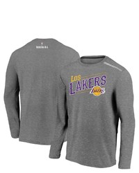 FANATICS Branded Heather Charcoal Los Angeles Lakers 2021 Noches Ene Be A Authentic Shooting Long Sleeve T Shirt