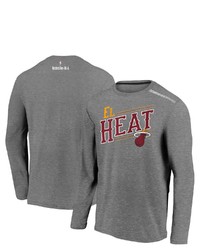 FANATICS Branded Heather Charcoal Miami Heat 2021 Noches Ene Be A Authentic Shooting Long Sleeve T Shirt
