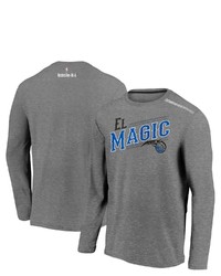 FANATICS Branded Heather Charcoal Orlando Magic 2021 Noches Ene Be A Authentic Shooting Long Sleeve T Shirt