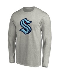 FANATICS Branded Heather Gray Seattle Kraken Primary Logo Long Sleeve T Shirt