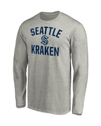 FANATICS Branded Heather Gray Seattle Kraken Victory Arch Long Sleeve T Shirt