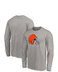 FANATICS Branded Heathered Gray Cleveland Browns Big Tall Primary Logo Long Sleeve T Shirt