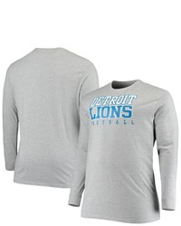 FANATICS Branded Heathered Gray Detroit Lions Big T Sleeve T Shirt