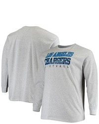 FANATICS Branded Heathered Gray Los Angeles Chargers Big T Sleeve T Shirt
