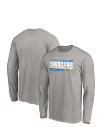 FANATICS Branded Heathered Gray Los Angeles Chargers On Long Sleeve T Shirt