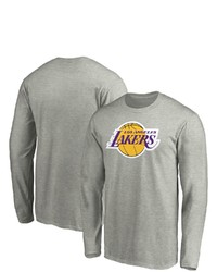 FANATICS Branded Heathered Gray Los Angeles Lakers Team Primary Logo Long Sleeve T Shirt At Nordstrom