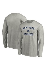 FANATICS Branded Heathered Gray New York Yankees Heart Soul Long Sleeve T Shirt