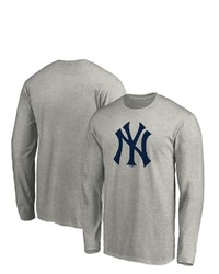 FANATICS Branded Heathered Gray New York Yankees Official Logo Long Sleeve T Shirt In Heather Gray At Nordstrom