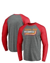 FANATICS Branded Heathered Grayheathered Red Tampa Bay Buccaneers Vintage On The Ropes Raglan Tri Blend Long Sleeve T Shirt