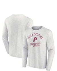 FANATICS Branded Oatmeal Philadelphia Phillies True Classics Game Maker Long Sleeve T Shirt In Heather Gray At Nordstrom