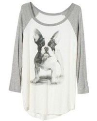 ChicNova Contrast Long Sleeves Dog Printing T Shirt