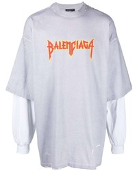 Balenciaga Double Sleeve Logo Print T Shirt
