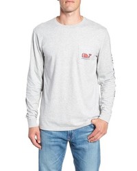 Vineyard Vines Football Whale Long Sleeve Pocket T Shirt