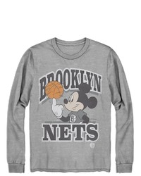 Junk Food Gray Brooklyn Nets Disney Mickey Team Spirit Long Sleeve T Shirt