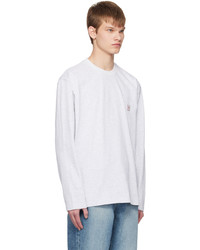 Solid Homme Gray Embroidered Long Sleeve T Shirt