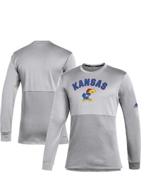 adidas Gray Kansas Jayhawks Letterman Team Issue Roready Long Sleeve T Shirt