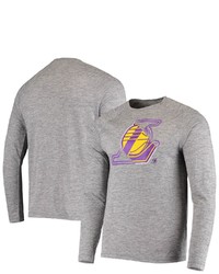 Majestic Gray Los Angeles Lakers Iconic Vital To Success Long Sleeve T Shirt