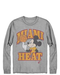 Junk Food Gray Miami Heat Disney Mickey Team Spirit Long Sleeve T Shirt