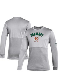 adidas Gray Miami Hurricanes Letterman Team Issue Roready Long Sleeve T Shirt