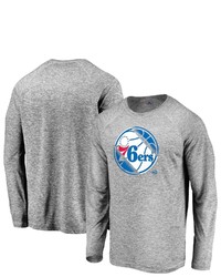 Majestic Gray Philadelphia 76ers Iconic Vital To Success Long Sleeve Raglan T Shirt