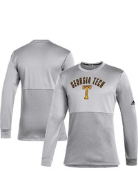 adidas Gray Tech Yellow Jackets Letterman Team Issue Roready Long Sleeve T Shirt