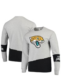 REFRIED APPAREL Grayblack Jacksonville Jaguars Sustainable Upcycled Angle Long Sleeve T Shirt