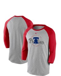 Nike Grayred Philadelphia Phillies Property Of Tri Blend Raglan 34 Sleeve T Shirt