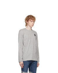 Comme Des Garcons Play Grey Double Heart Long Sleeve T Shirt