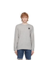 Comme Des Garcons Play Grey Double Heart Long Sleeve T Shirt