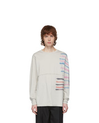 Eckhaus Latta Grey Lapped Step Stripe Long Sleeve T Shirt